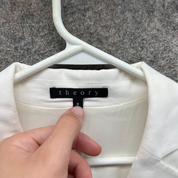 Theory Blazer Women 0 White Silk Blend Single Button Lightweight Sport Coat - Picture 7 of 11